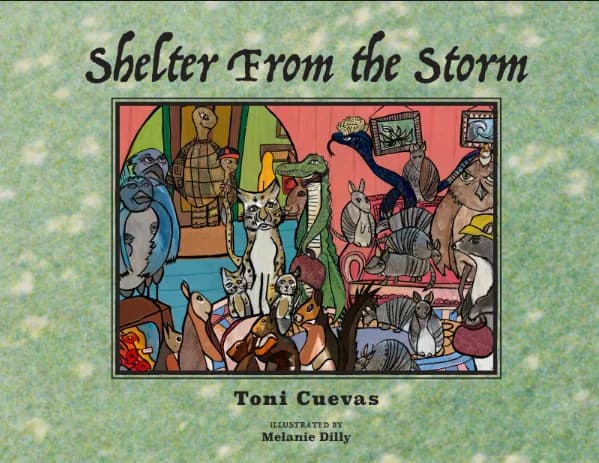 Shelter From the Storm book cover by Toni Cuevas, illustrated by Melanie Dilly